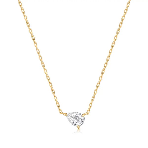 Closeup photo of Solitaire Pear Lab Grown Diamond Necklace - .55ct