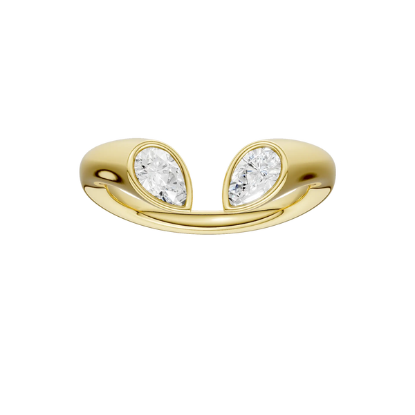 Closeup photo of 14ky Flush-set Open End Diamond Ring(Pear) .50cttw