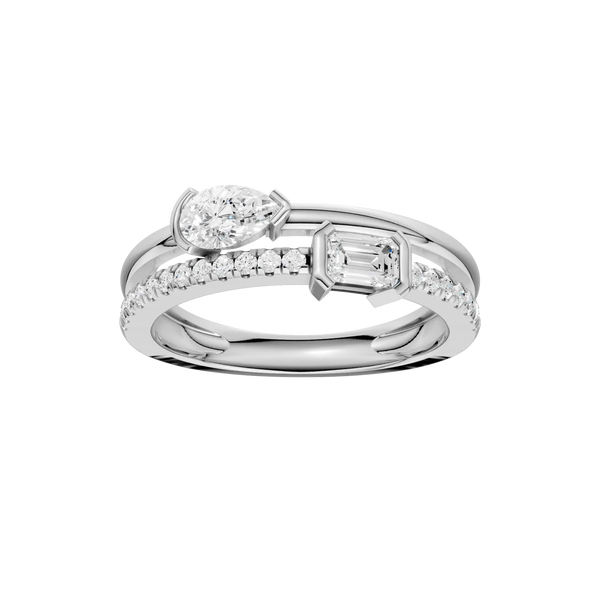 Closeup photo of 14kw Stackable Ring(Emerald, Pear) .62cttw