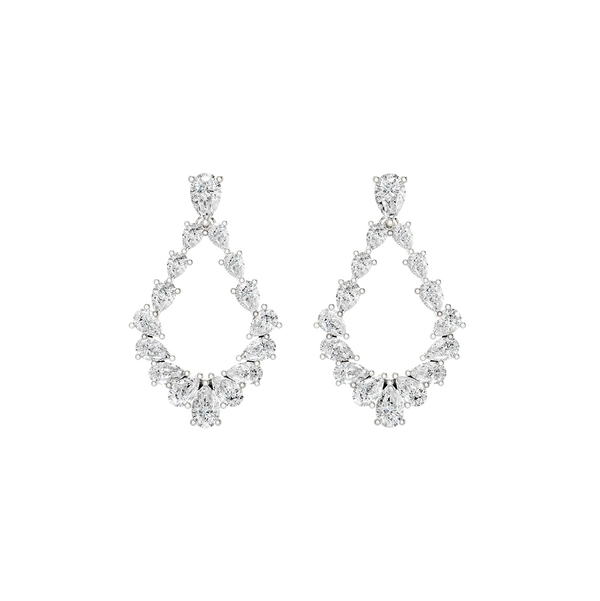Closeup photo of 14kw Diamond Chandelier Earrings 2cttw