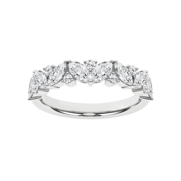 Closeup photo of 14kw Marquise Fashion Band (Marquise, Round) 1cttw