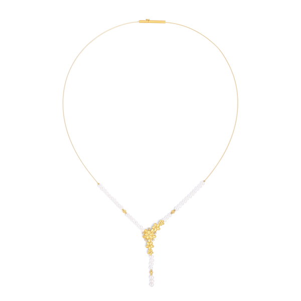 Closeup photo of Yacera-necklace Freshwater Pearl sterlingsilver-gold-plated, 45cm