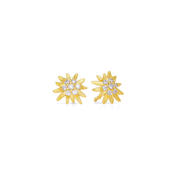Closeup photo of Almi-earring Zirkonia sterlingsilver-gold-plated, 10mm