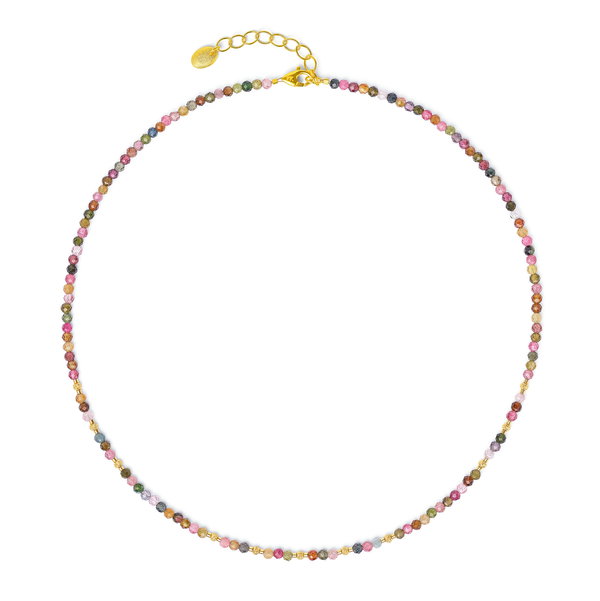Closeup photo of Indina-necklace Tourmaline sterlingsilver-gold-plated, 46cm