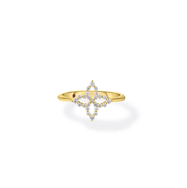 Closeup photo of DIAMOND PRINCESS OUTLINE TAPERED FLOWER RING - .13ct Diamond