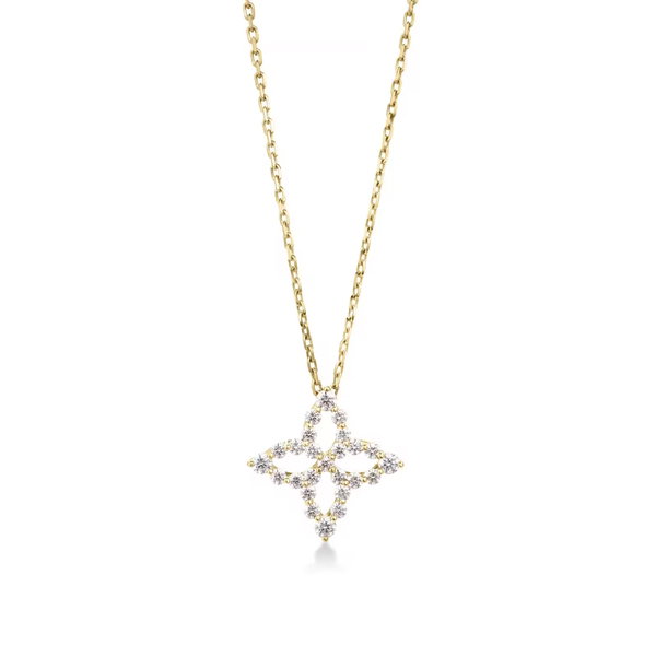 Closeup photo of DIAMOND PRINCESS OUTLINE TAPERED FLOWER NECKLACE - .47ct Diamond
