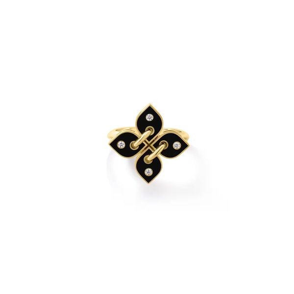 Closeup photo of LOVE IN VERONA SMALL DIAMOND AND ENAMEL FLOWER RING - .04ct Diamond