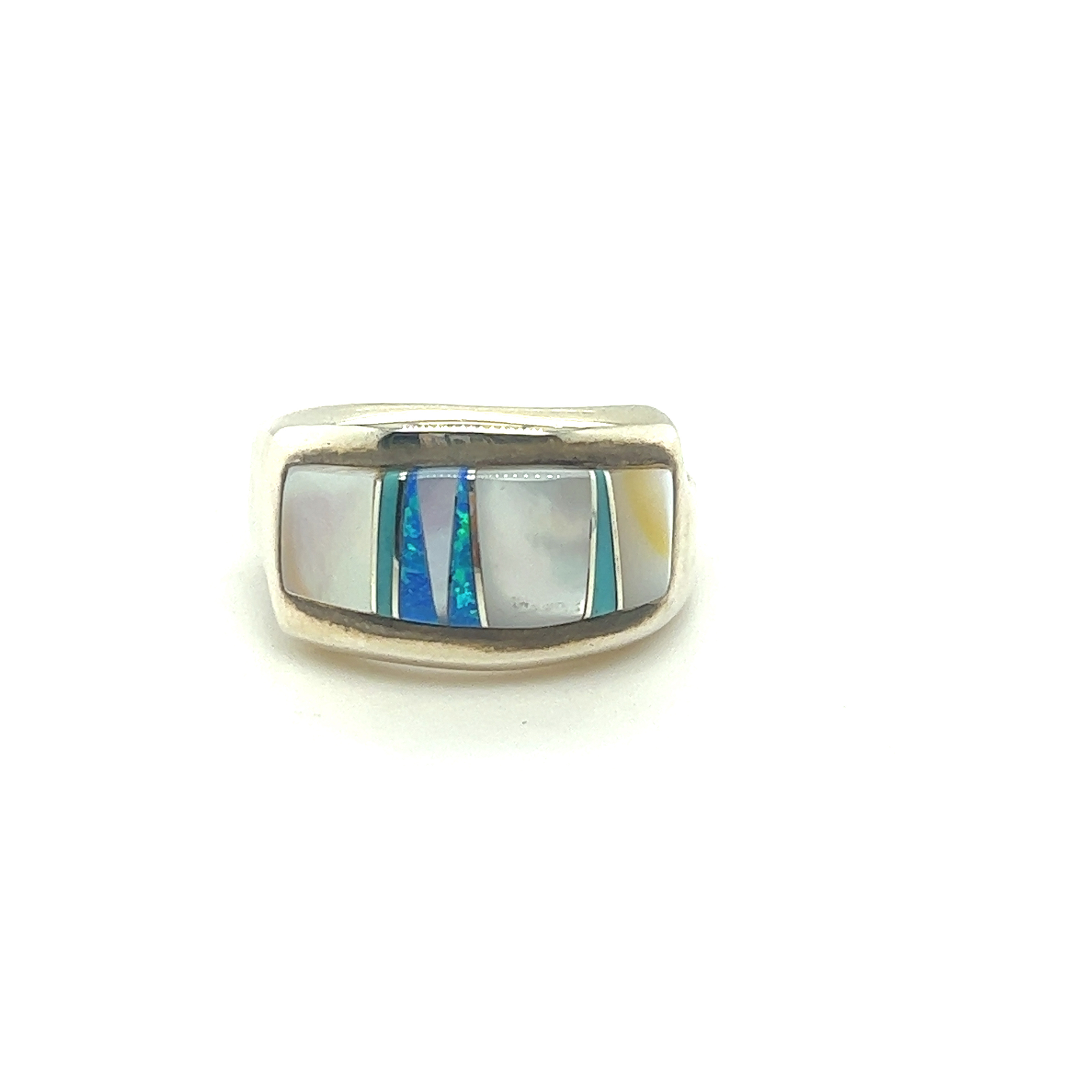 Lazuli Mother of Pearl, Turquoise & Opal Inlay Ring