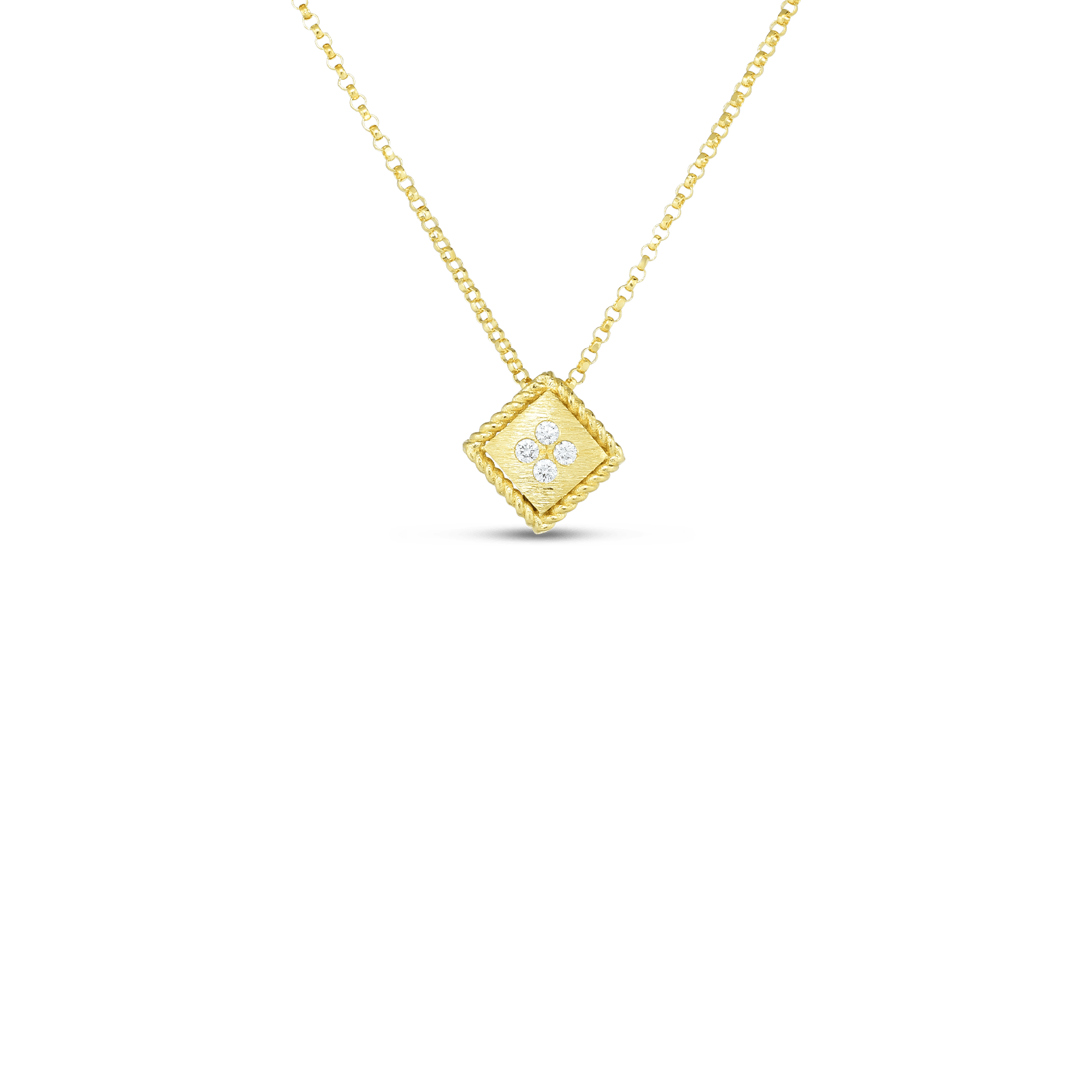 Palazzo Ducale Small Satin Pendant Necklace 18K Gold with Diamonds