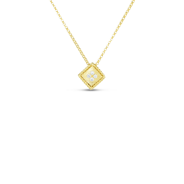 Closeup photo of Palazzo Ducale Small Satin Pendant Necklace 18K Gold with Diamonds
