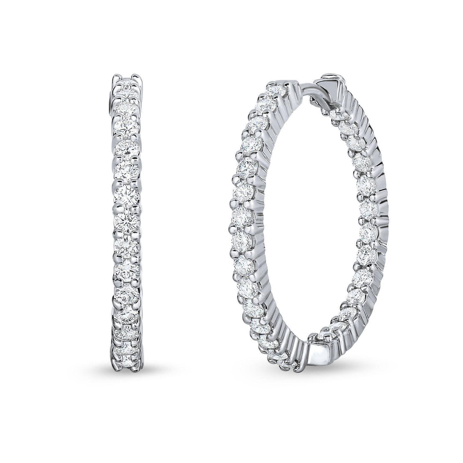 Perfect Diamond Hoops Small Inside-Outside Hoop Earrings 18K Gold with Diamonds