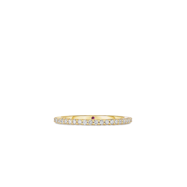 Closeup photo of 18K Gold Pave Eternity Band