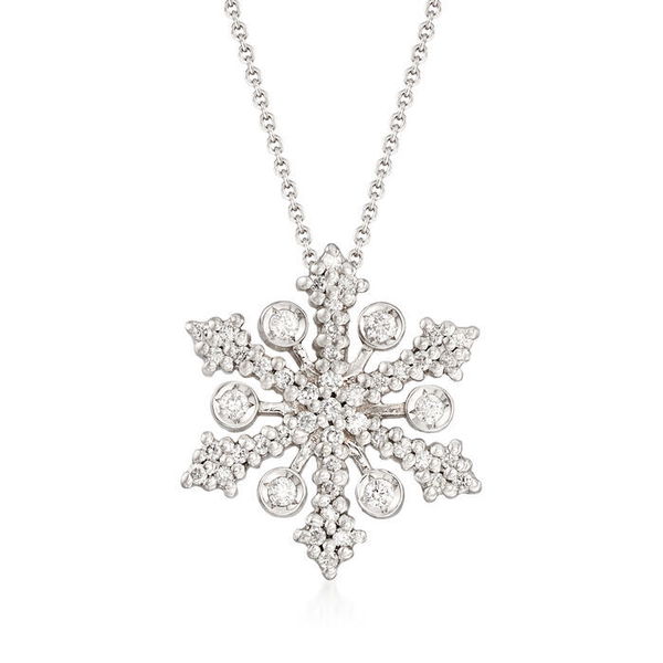 Closeup photo of Tiny Treasures Snowflake Pendant Necklace 18K Gold with Diamonds