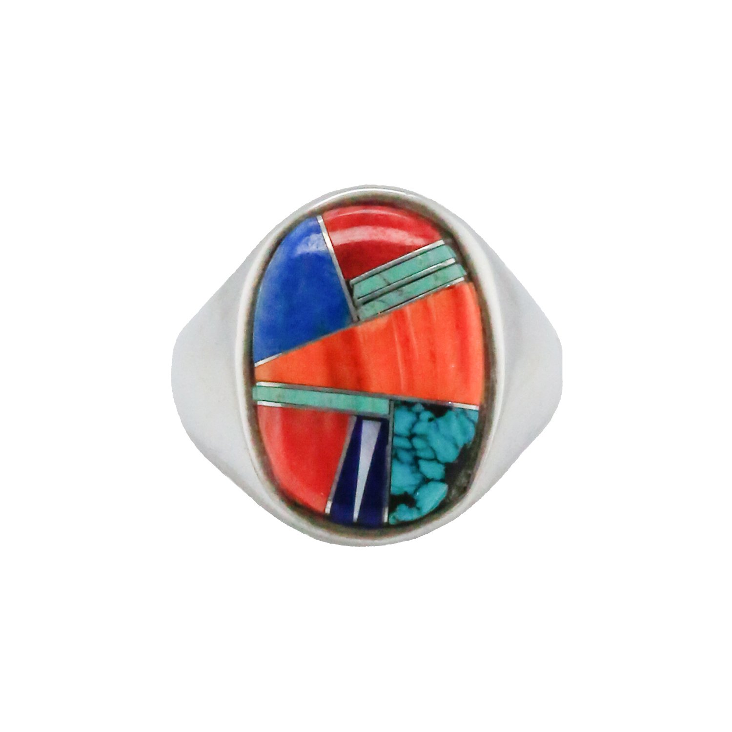 Men's Sterling Silver Multi-Stone Inlay Ring by Lazuli