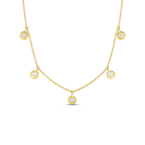 Closeup photo of Diamonds By The Inch Five-Station Drop Necklace 18K Gold with Diamonds