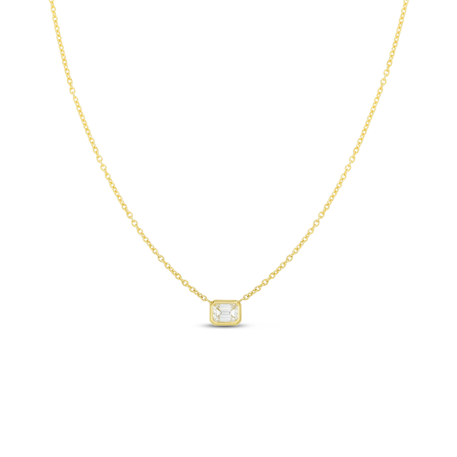 Bezeled Diamond Necklace 18K Yellow Gold