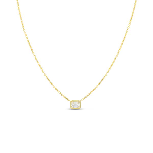 Closeup photo of Bezeled Diamond Necklace 18K Yellow Gold