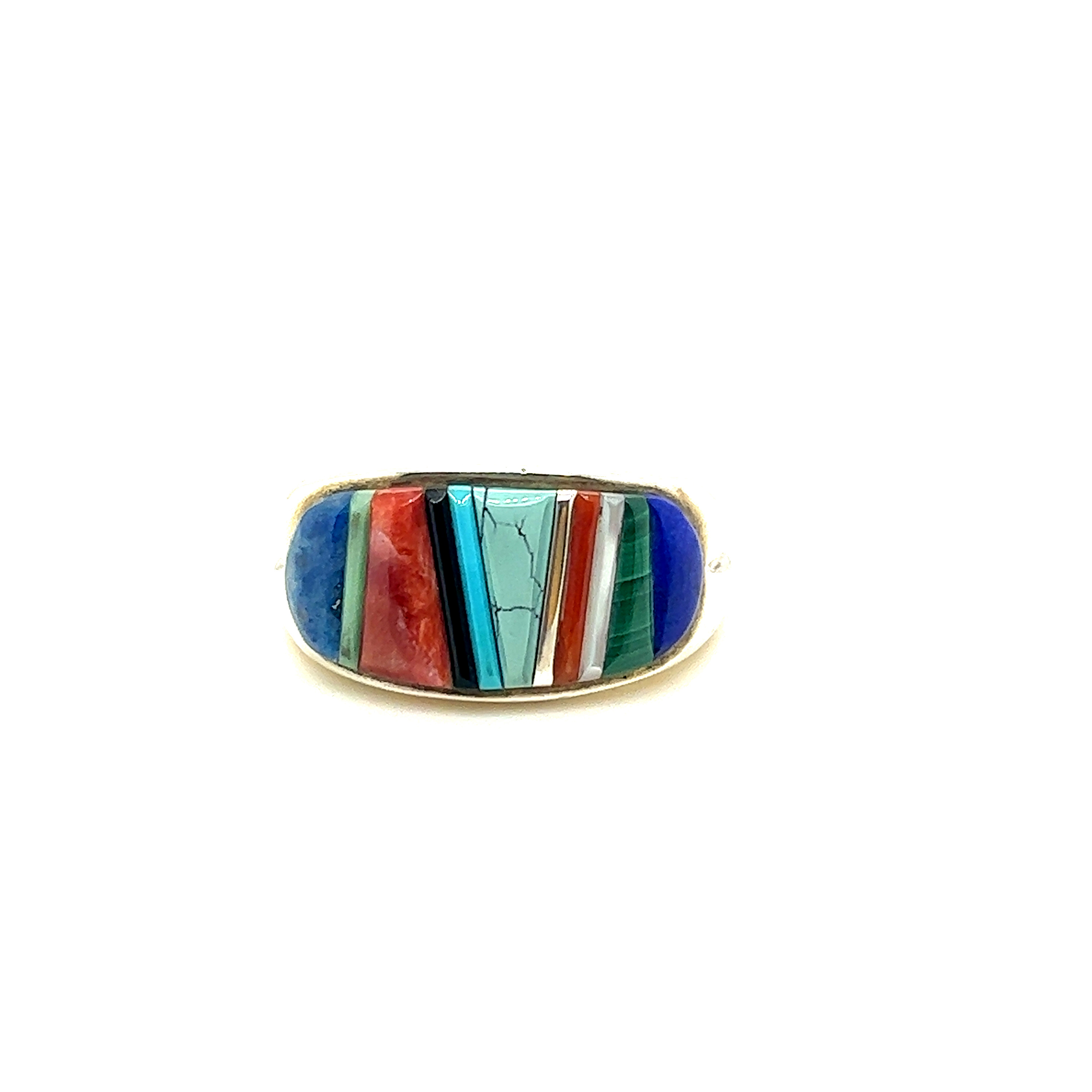 Sterling Silver Multi Color Inlay Ring by Lazuli