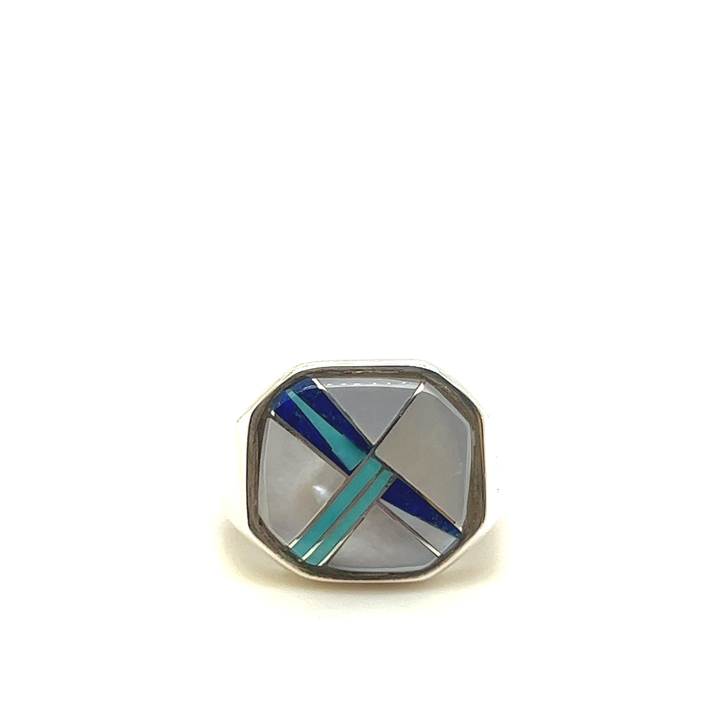 Sterling Silver Multi Color Inlay Ring by Lazuli