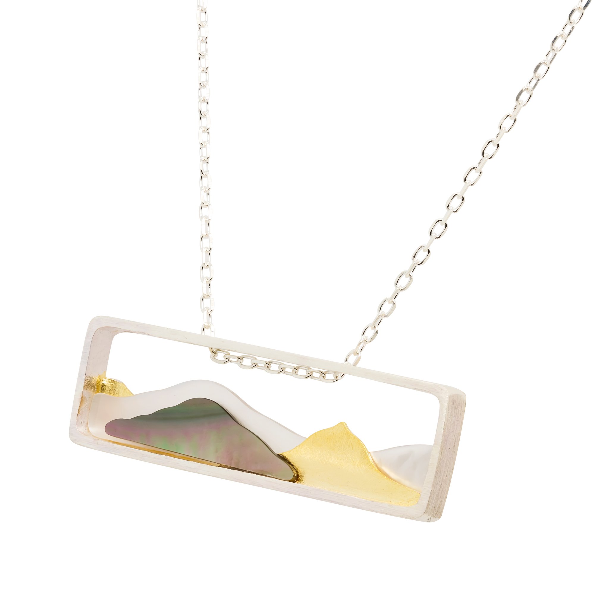 Mother of Pearl and Abalone Silver Peaks Necklace