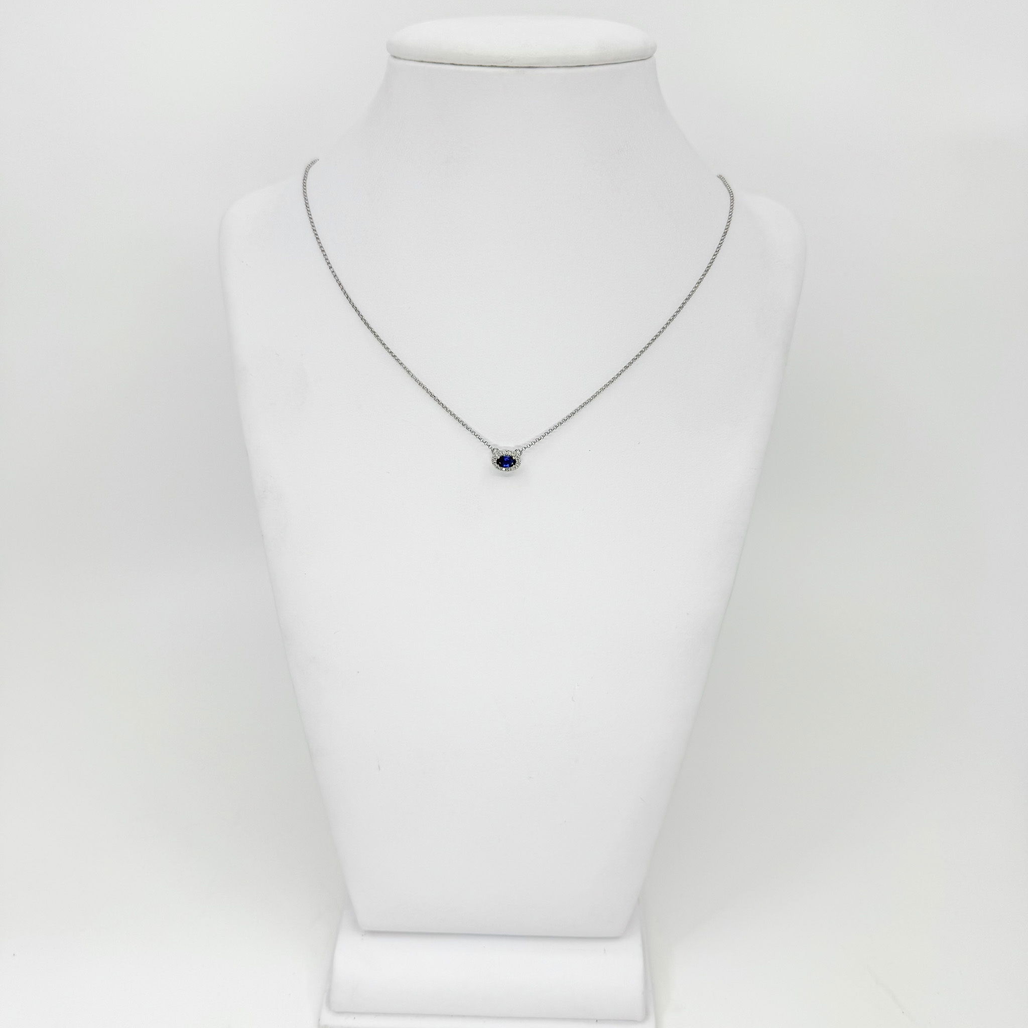 Gold, Diamond, and Sapphire Necklace, 14k Sapphire 0.33ct, Diamond 0.08ct. Gold, Diamond, and Sapphire Necklace, 14k Sapphire 0.33ct, Diamond 0.08ct.