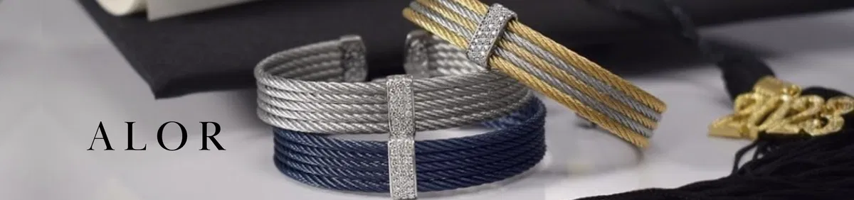 ALOR steel cable and gold bracelets