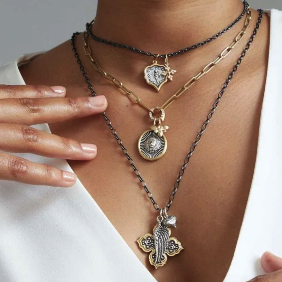 Delicate layering necklaces by Three Stories Jewelry