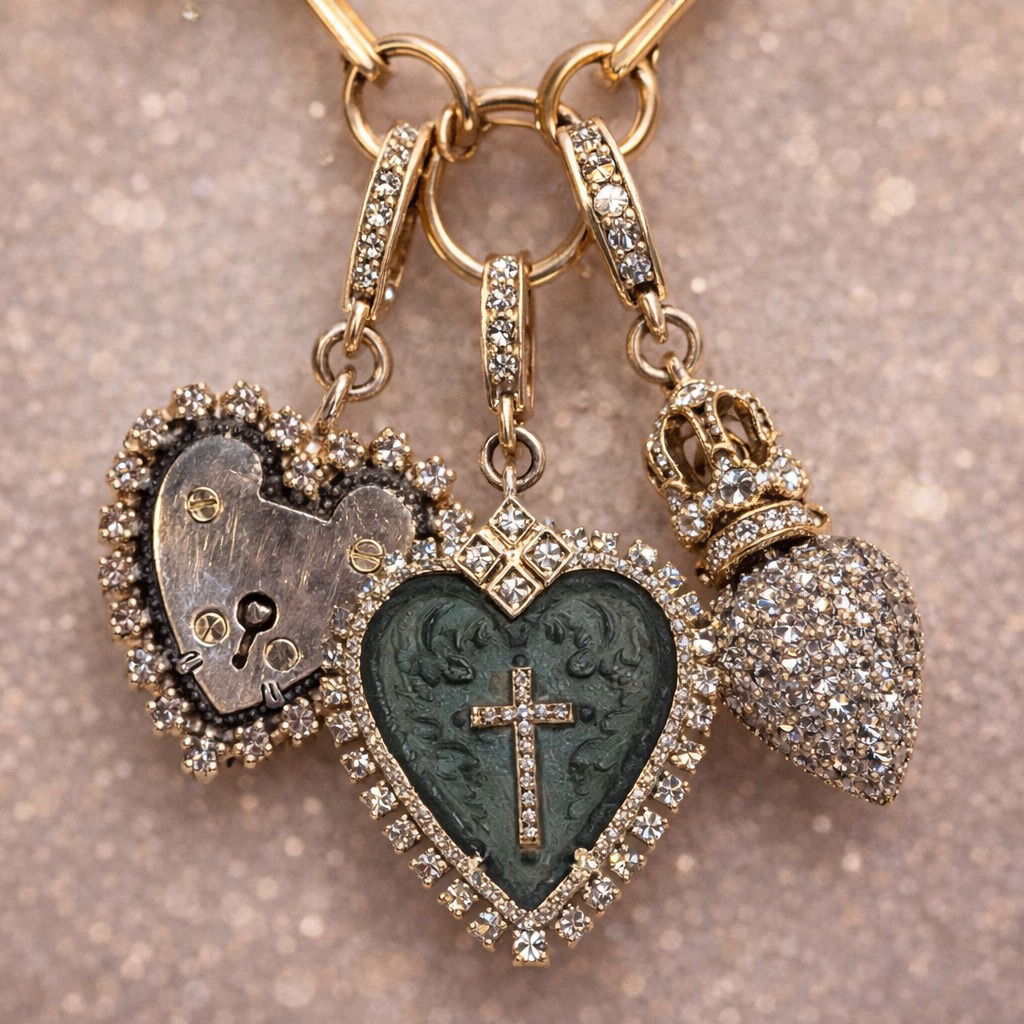 Two heart charms with antique details