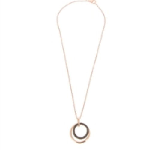 Closeup photo of Small Polvere Di Sogni Circle Wave Pendant Necklace - Rose Gold & Dark Brown Dust