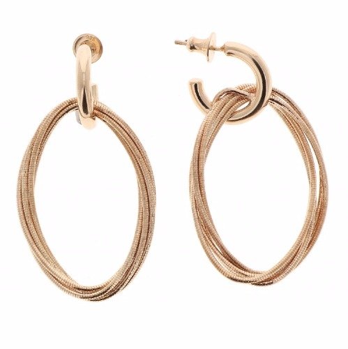 Closeup photo of DNA Spring Small Oval Earrings - Rose Gold