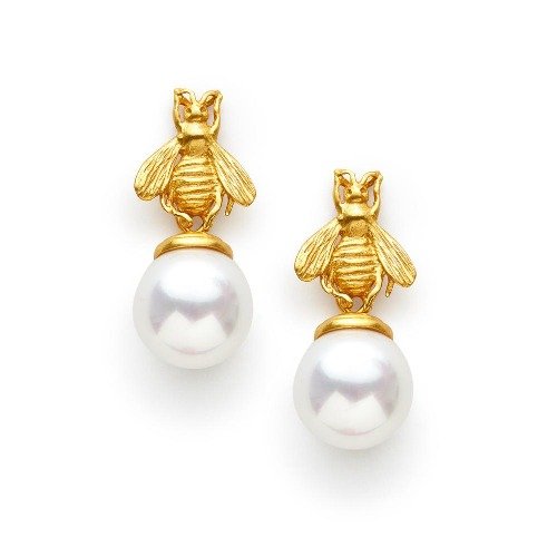 Bee Pearl Drop Earring
