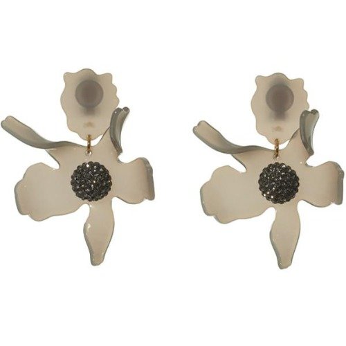 Crystal Lily Earrings - Charcoal