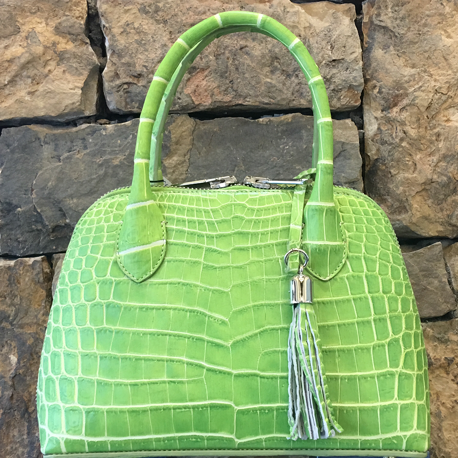 Luxury Crocodile Print Dome Bag, Fashion Top Handle Crossbody Bag