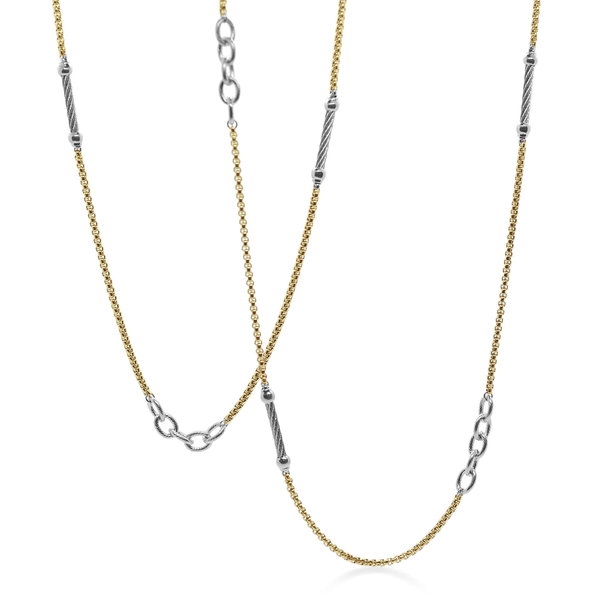 Closeup photo of Chain Reaction Yellow Stainless Steel Ball and Open Link Necklace