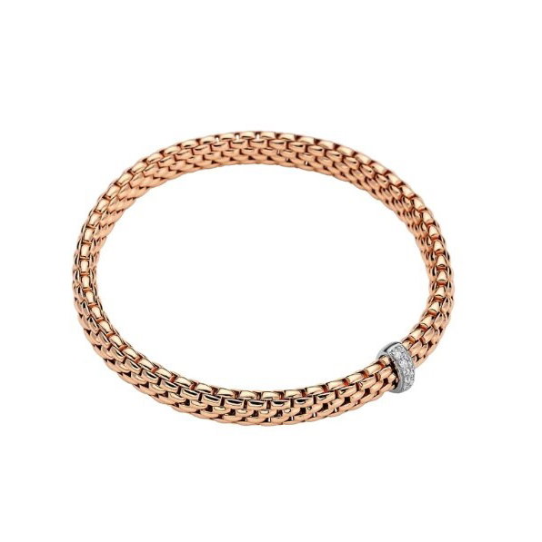 Closeup photo of FOPE Vendome Flex'it Bracelet in 18K Rose Gold with Diamonds Size S (16 cm)
