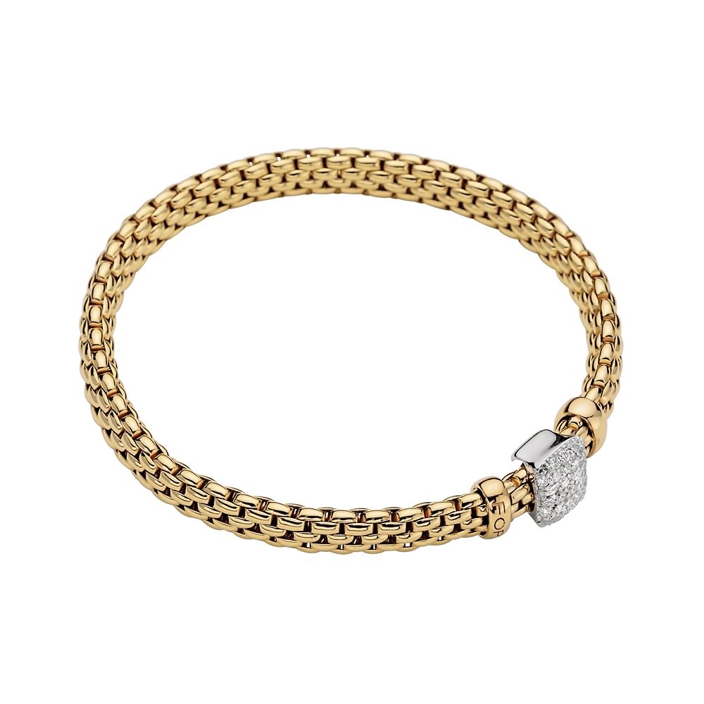 Vendome Flex'it Bracelet in Yellow Gold with Diamonds - Size S (16 cm)