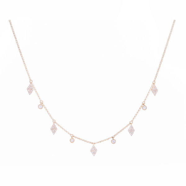 Closeup photo of 14k YG Diamond/Circle Fringe Necklace