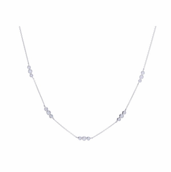 Closeup photo of 14k WG 5 Station Diamond Necklace
