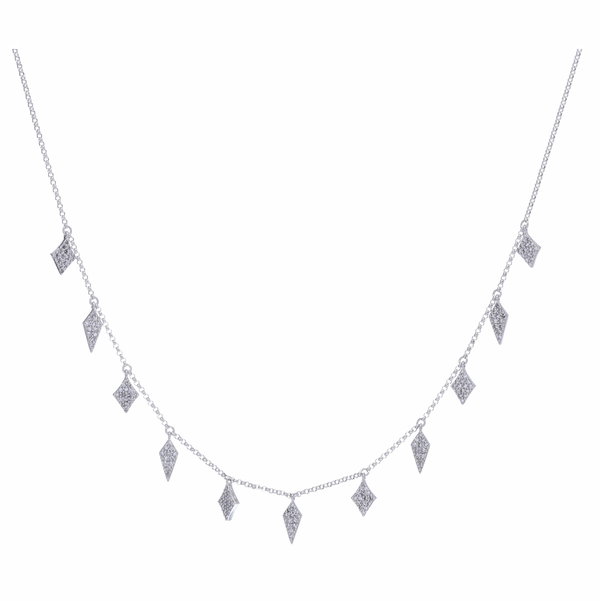 Closeup photo of 14k WG Diamond Fringe Necklace
