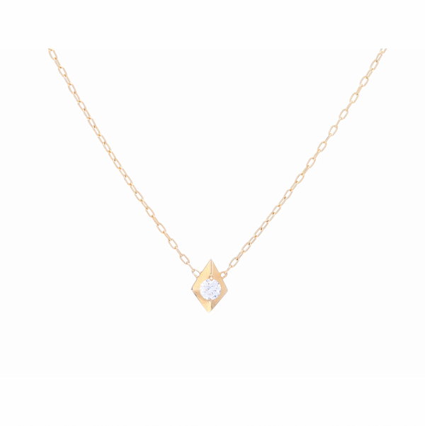 Closeup photo of 18k Yellow Gold Diamond Shaped Pendant with Diamond Center