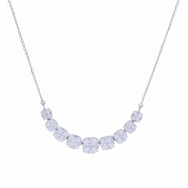 Closeup photo of 14k White Gold Round Diamond Pendant Necklace