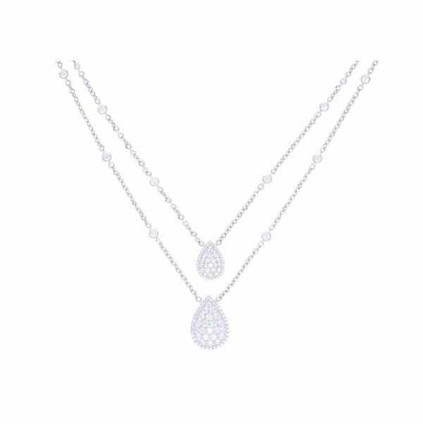 Closeup photo of 14k White Gold Split Round Diamond Chain Necklace