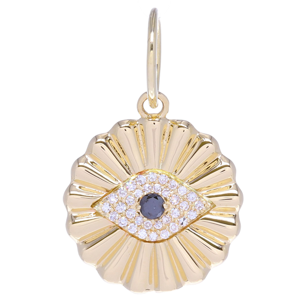 Closeup photo of Yellow Gold All Seeing Eye Pendant with Diamonds