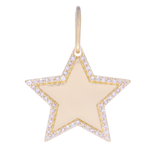 Closeup photo of Gold and Diamond Star Charm Pendant with Diamonds