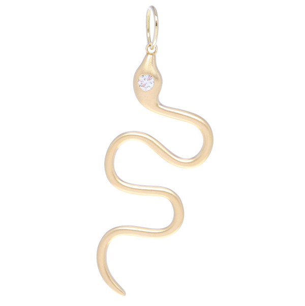 Closeup photo of Gold Snake Pendant with Diamond Eye