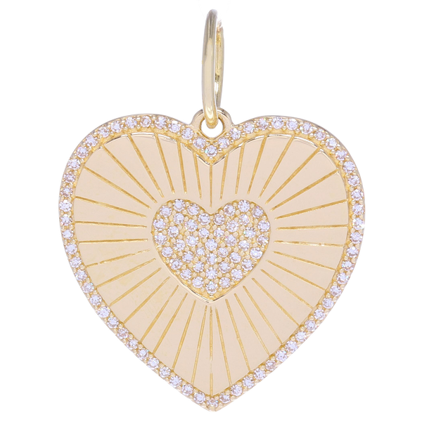 Closeup photo of Gold Shine Diamond Heart Medallion Pendant