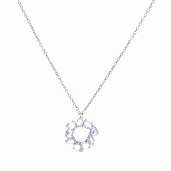 Closeup photo of 18k White Gold Mix Shape Rose Cut Diamond Chain