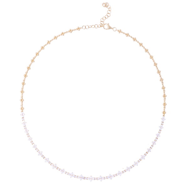 Closeup photo of 14k Diamond 4 Diamond Cluster Choker
