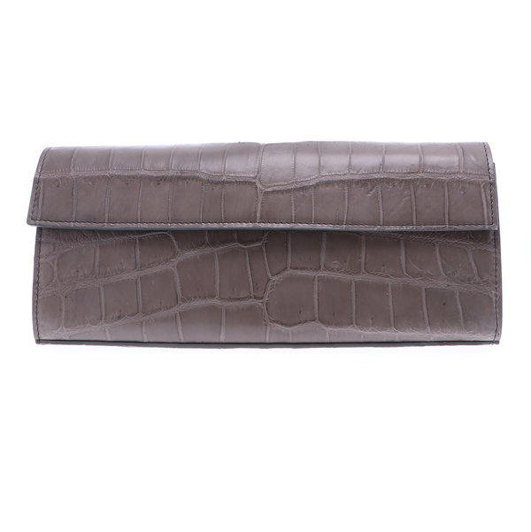 Closeup photo of Gray Crocodile Day Clutch