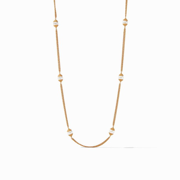 Closeup photo of Calypso Pearl Station Necklace